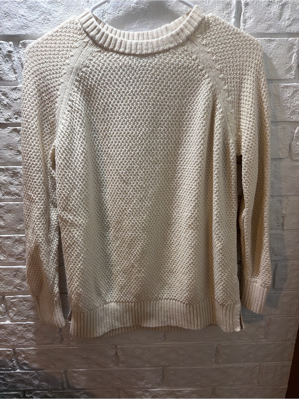 Old Navy Cream Textured Crewneck Sweater